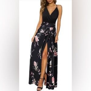 Black Floral Long Dress NWT – Resort Cruise, Beach, Vacation Ready NewShows Maxi